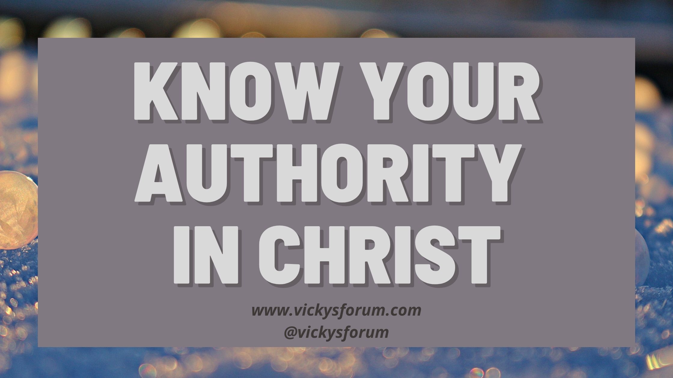 Jesus Our Authority - Know Your Authority In Christ - Vicky's Forum